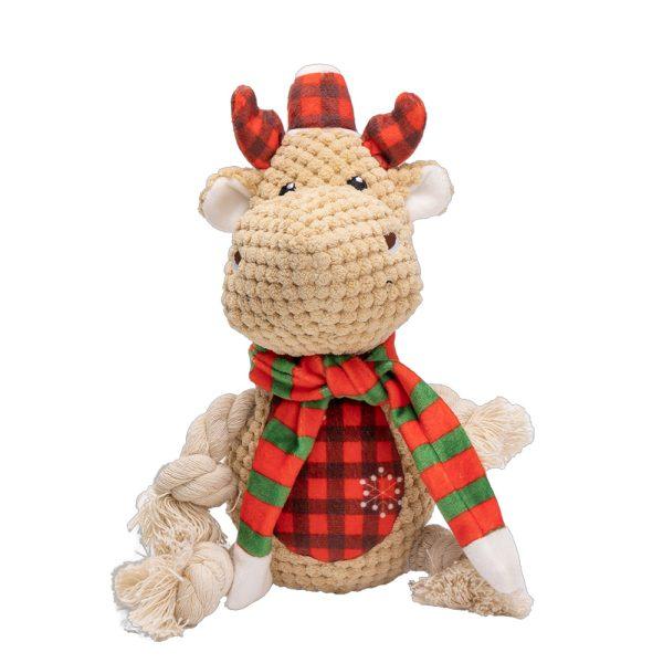 Božična plišasta igrača za pse z jelenčkom in piskalkami